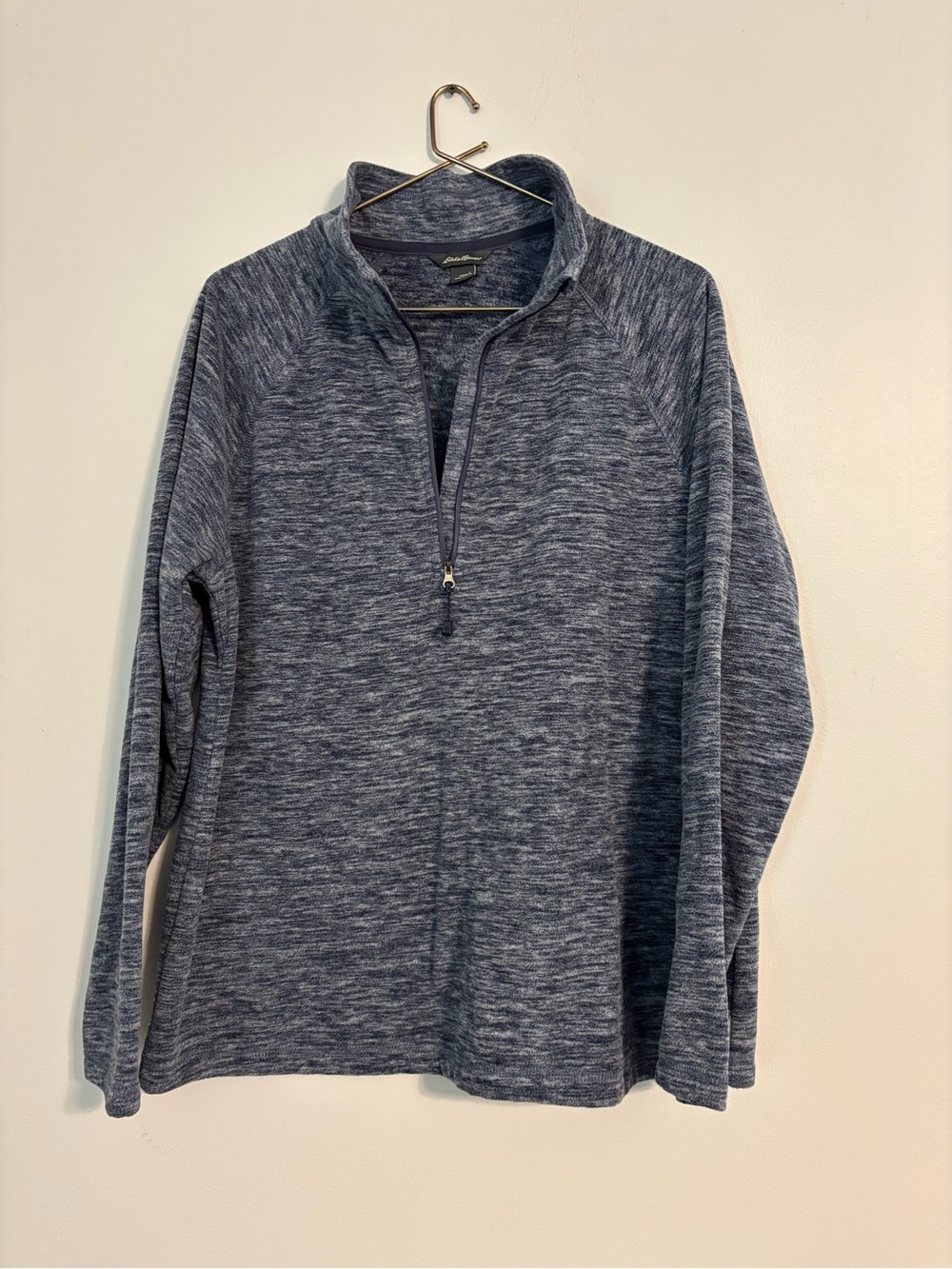 Eddie Bauer Women’s Large Navy Space Dye Fleece Quarter Zip Pullover